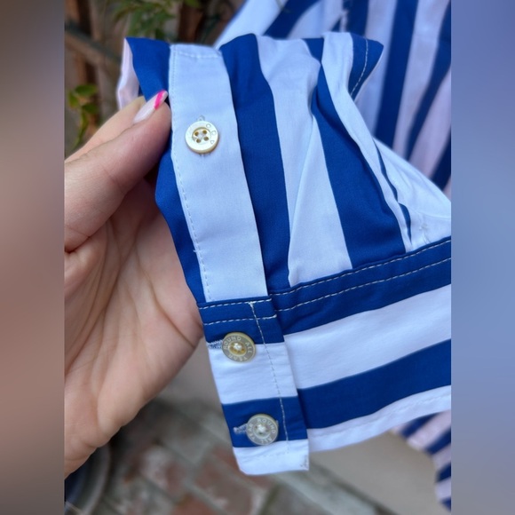 AYR The Deep End Button Down Shirt Marais Blue Regatta Stripes - Picture 8 of 10